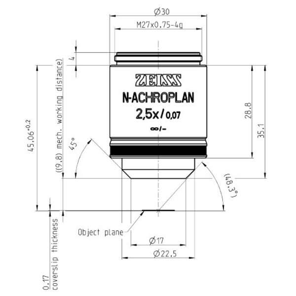 ZEISS Objectief Objektiv N-Achroplan 2,5x/0,07 M27