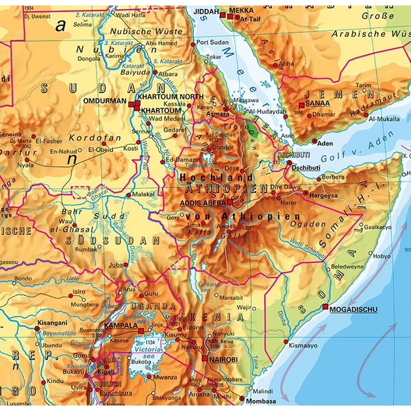 PONS continentkaart Afrika physisch (157 x 206 cm)