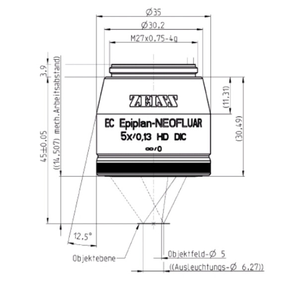 ZEISS Objectief EC Epiplan-Neofluar, HD, DIC, 5x/0,13 wd=14,5