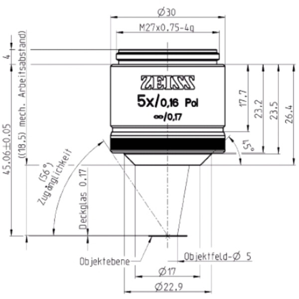 ZEISS Objectief Objektiv EC Plan-Neofluar, POL, 5x/0,16  wd=18,5mm