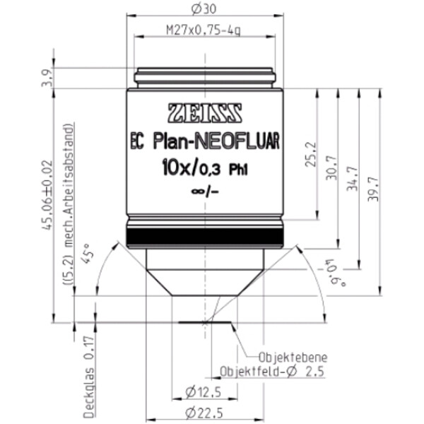 ZEISS Objectief Objektiv EC Plan-Neofluar, Ph1, 10x/0,3 wd=5,2mm