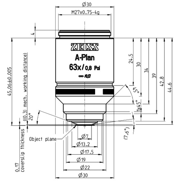 ZEISS Objectief Objektiv A-Plan 63x/0,8 Pol wd=0,30mm