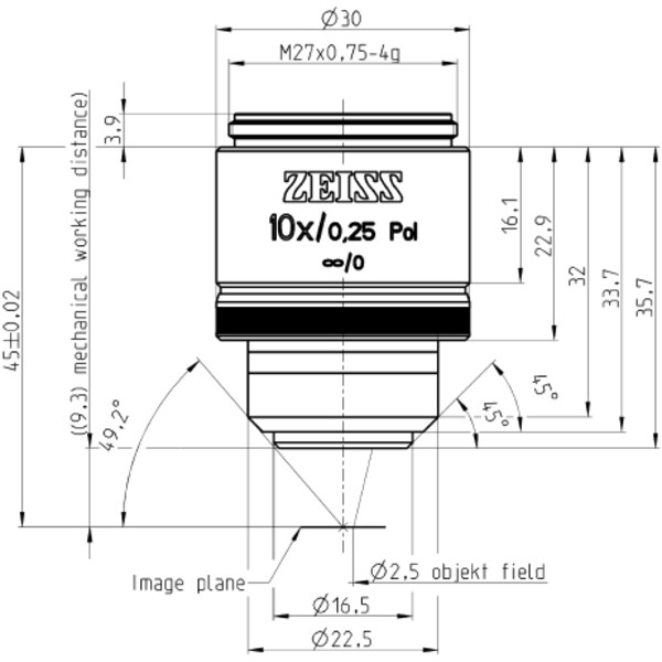 ZEISS Objectief Objektiv EC Epiplan-Neofluar 10x/0,25 Pol wd=9,3mm