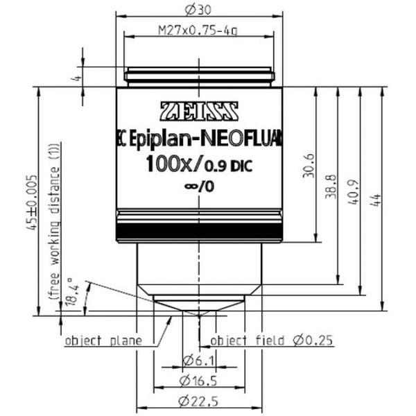 ZEISS Objectief Objektiv EC Epiplan-Neofluar 100x/0.9 DIC wd=1.0mm