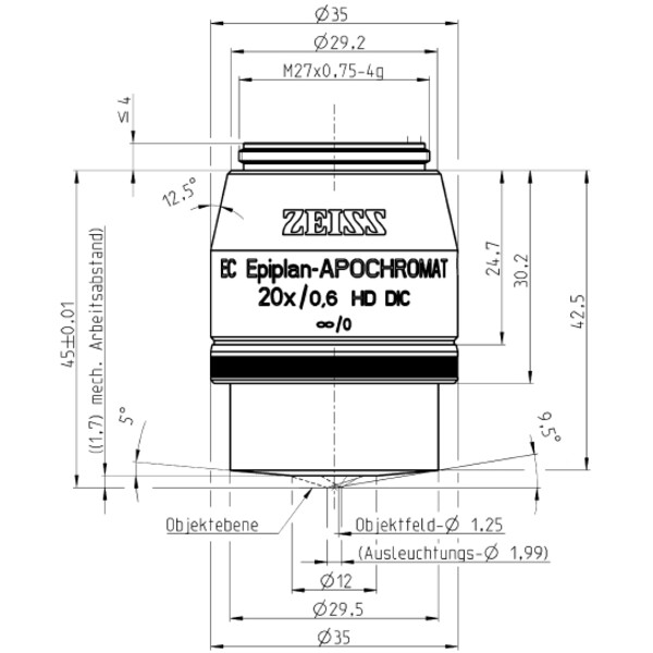 ZEISS Objectief Objektiv EC EpiPlan-Apochromat, 20x/0,6 HD DIC wd=1,7mm