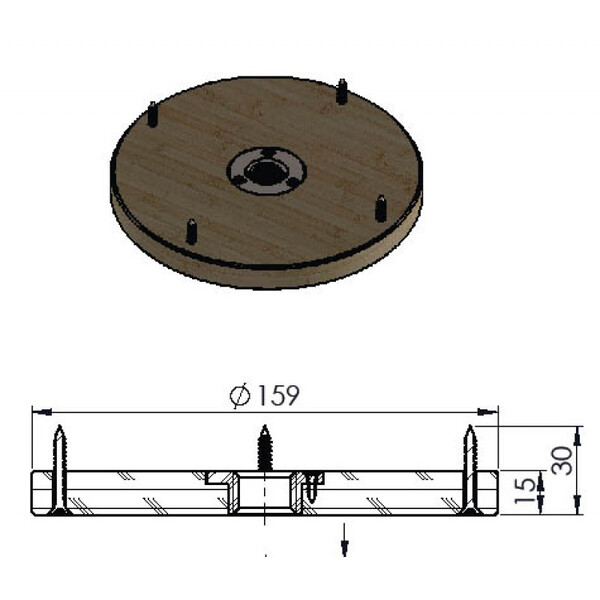 Berlebach Plate Ø 159 mm with nut for photo booth M10