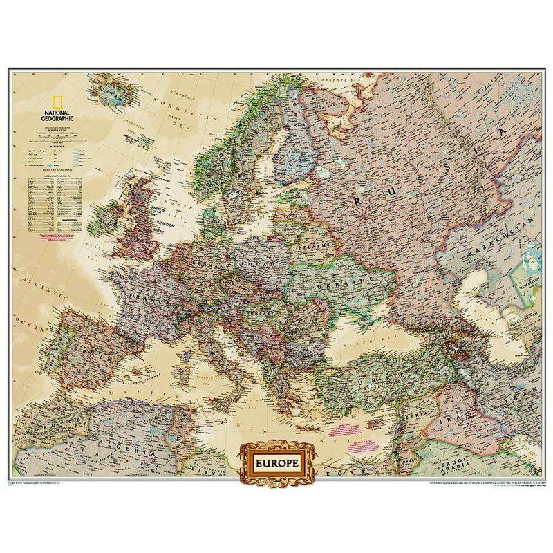 National Geographic continentkaart Europe (76 x 61 cm)