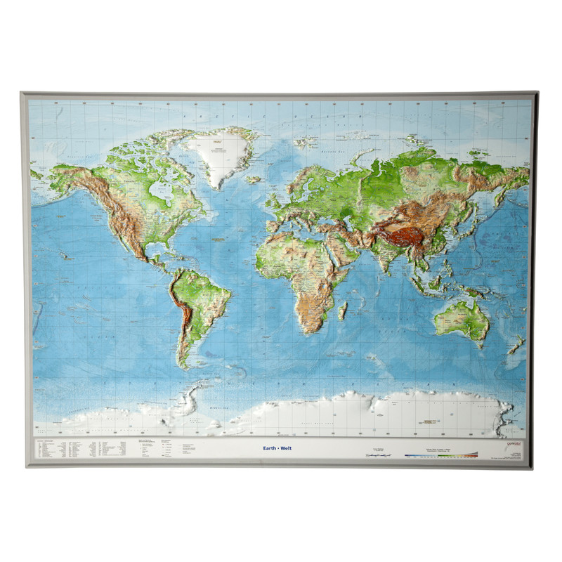 sleuf Denken Promoten Georelief Wereldkaart 3D reliëfkaart wereld, groot (Engels)