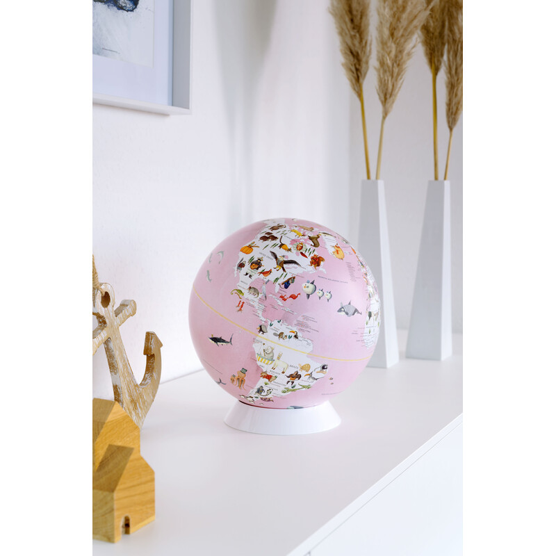 TROIKA Globe Wildlife World Pink 25cm