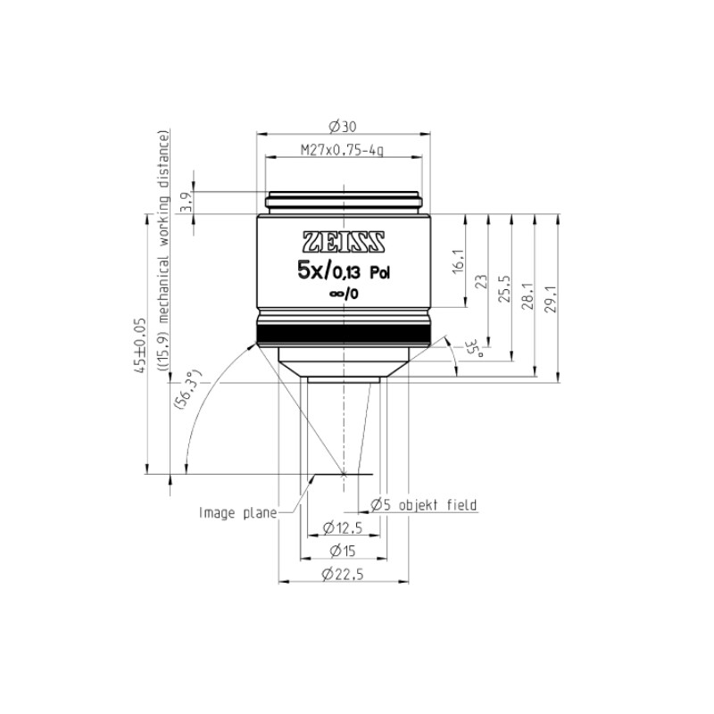 ZEISS Objectief EC Epiplan-Neofluar, POL,  5x/0,13; wd=15,8mm