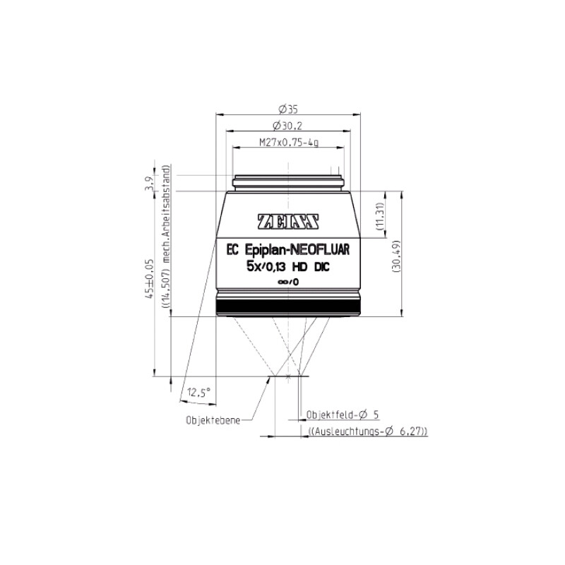 ZEISS Objectief EC Epiplan-Neofluar, HD, DIC, 5x/0,13 wd=14,5