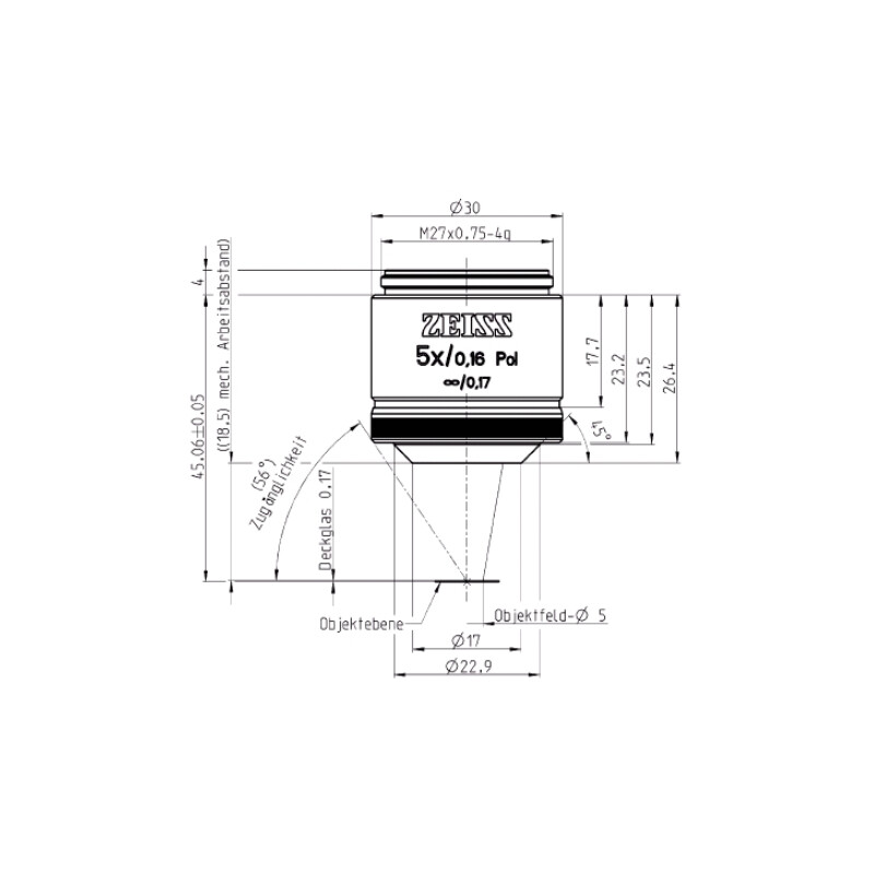 ZEISS Objectief Objektiv EC Plan-Neofluar, POL, 5x/0,16  wd=18,5mm