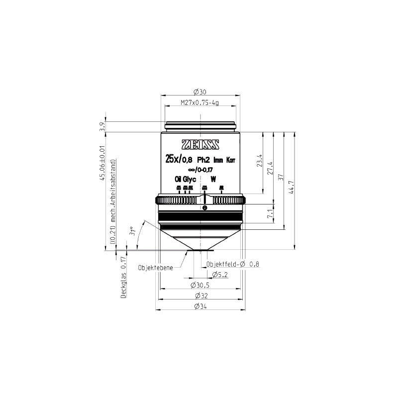 ZEISS Objectief Objektiv LCI Plan-Neofluar 25x/0,8 Imm Korr Ph2 wd=0,21mm