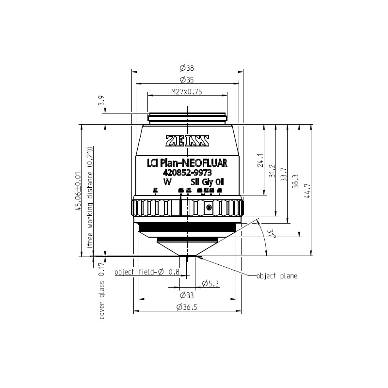 ZEISS Objectief Objektiv LCI Plan-Neofluar 25x/0,8 Imm Korr DIC wd=a=0,21mm