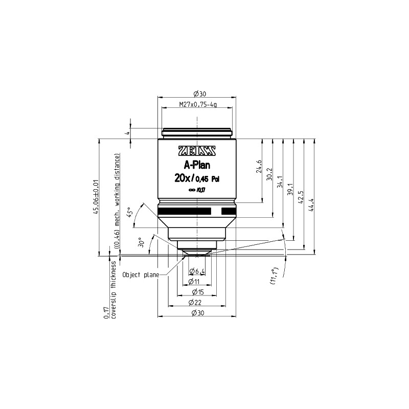 ZEISS Objectief Objektiv A-Plan 20x/0,45 Pol wd=0,46mm