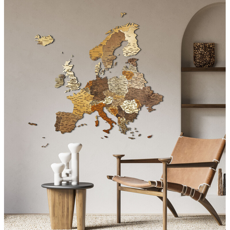 Abraham Wood Decor continentkaart Europa Puzzle aus Holz (110x108cm)