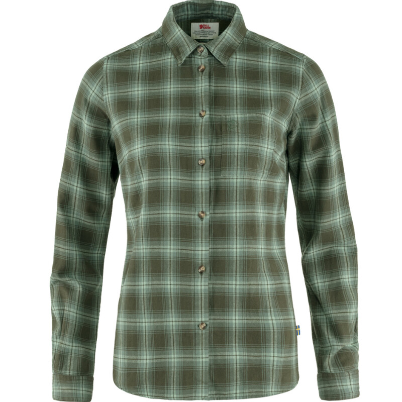 Fjällräven Övik Flannel Shirt W, 662-614 Deep Forest-Patina Green, XS